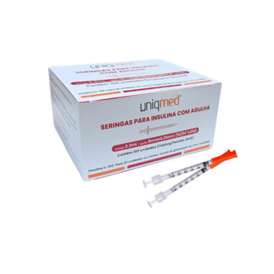 SERINGA INSULINA 0.3 ML PACOTE COM 10 UNIDADES UNIQMED