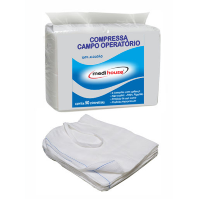 COMPRESSA DE CAMPO OPERATORIO 23CM X 25CM PACOTE COM 50UN MEDI HOUSE
