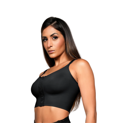 SUTIAN LONGO DUPLO ALCA E FECHO FRONTAL PRETO BIOBELA