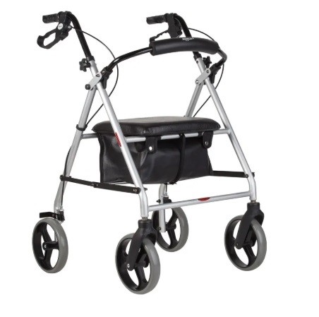 ANDADOR EM ALUMINIO 4 RODAS COM ASSENTO E CESTO MERCUR