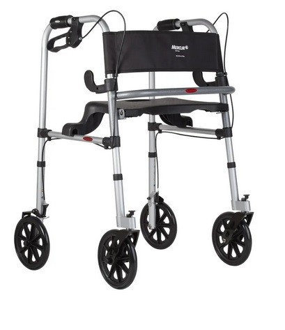 ANDADOR EM ALUMINIO 4 RODAS COM ASSENTO MERCUR