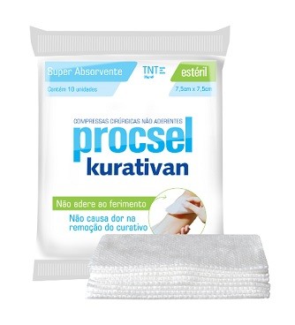COMPRESSA CIRURGICA ESTERIL N/ ADERENTE KURATIVAN - PROCEL