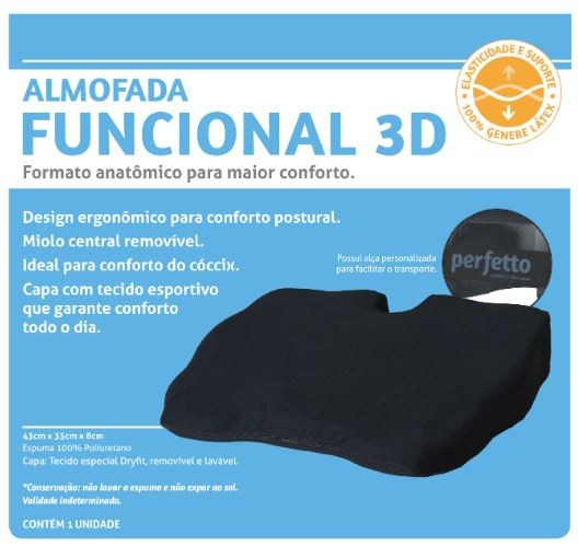 Almofada Funcional 3D Preta - PERFETTO