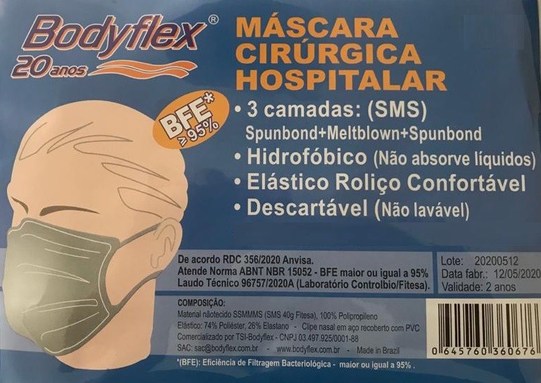 Máscara descartável azul Bodyflex
