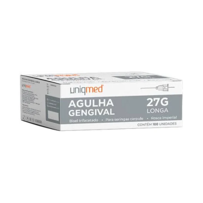 AGULHA GENGIVAL 0.40MM X 35M 27G LONGA C/ 100UN UNIQMED