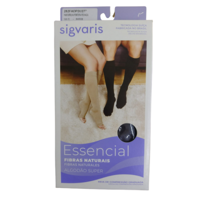 MEIA PANTURRILHA ALGOD�O COM PONTA MARROM 20-30mmHg - SIGVARIS