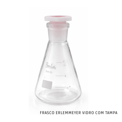 FRASCO ERLEMMEYER VIDRO C/TAMPA POLIPROPILENO PLENA-LAB