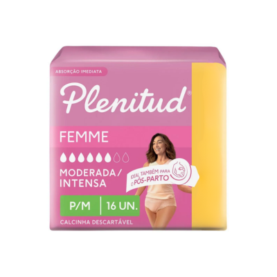 FRALDA TIPO CALCINHA FEMME P/M C/16 UNI PLENITUD