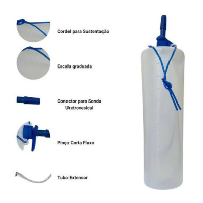 COLETOR DE URINA SISTEMA ABERTO 1200ML C/ELASTOMERO UROMED