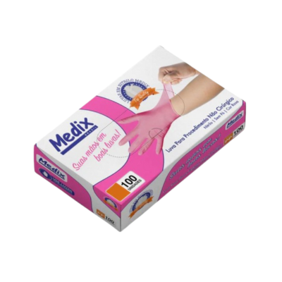 LUVA NITRILICA SEM PO ROSA MEDIX